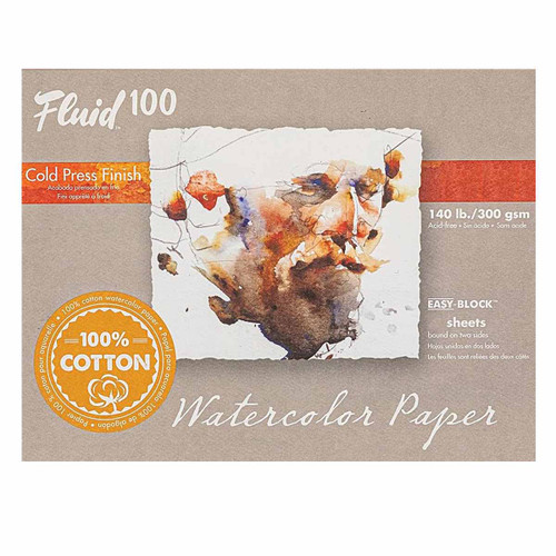 Fluid 100 Watercolor Paper 140  lb. Cold Press 9x12in Block