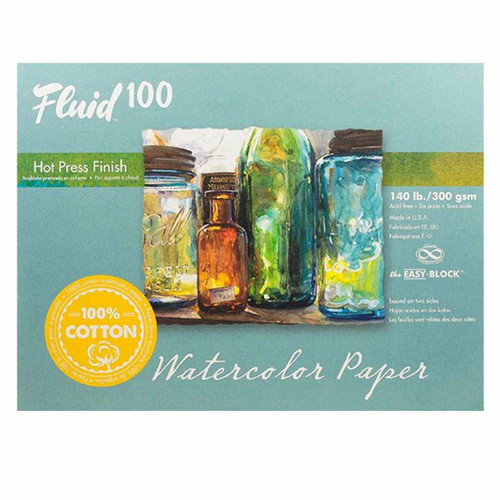 Fluid 100 Watercolor Paper 140  lb. Hot Press 16x20in Block