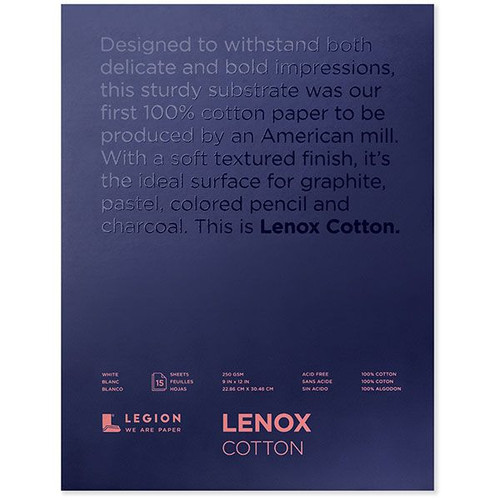 Legion Lenox 100 Drawing Paper Pad 9x12 White (15 Sheets) - (200020481) Legion Lenox 100 Drawing Paper Pad 9x12 White (15 Sheets) - (200020481)