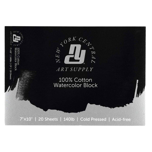 New York Central Watercolor Paper Block (20 Sheets) 140 lb. Cold Press 7X10 - (91560) New York Central Watercolor Paper Block (20 Sheets) 140 lb. Cold Press 7X10 - (91560)