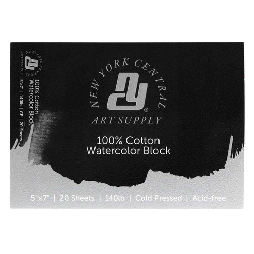 New York Central Watercolor Paper Block (20 Sheets) 140 lb. Cold Press 5X7 - (91558) New York Central Watercolor Paper Block (20 Sheets) 140 lb. Cold Press 5X7 - (91558)
