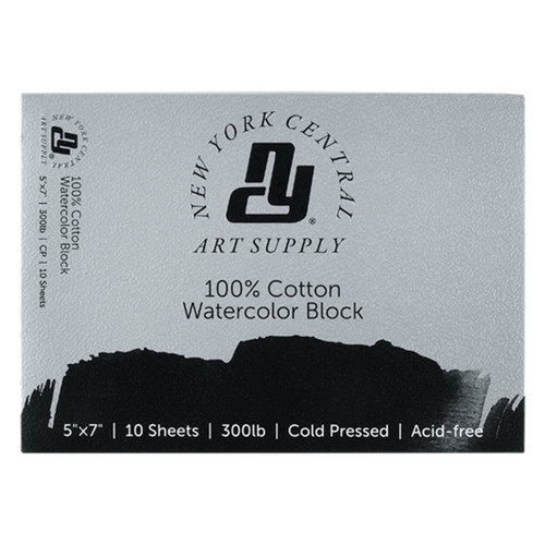 New York Central Watercolor Paper Block (10 Sheet) 300 lb. Cold Press 5X7 - (92076) New York Central Watercolor Paper Block (10 Sheet) 300 lb. Cold Press 5X7 - (92076)