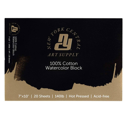New York Central Watercolor Paper Block (20 Sheets) 140 lb. Hot Press 7X10 - (91561) New York Central Watercolor Paper Block (20 Sheets) 140 lb. Hot Press 7X10 - (91561)