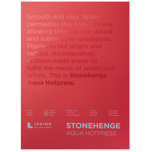 Stonehenge Aqua Watercolor Paper 9x12in 140 lb. Hot Pressed Block - (200025683) Stonehenge Aqua Watercolor Paper 9x12in 140 lb. Hot Pressed Block - (200025683)