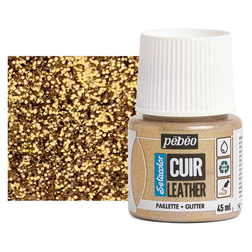 Pebeo Setacolor Leather Paint 45ml Glitter Gold - (200043259)
