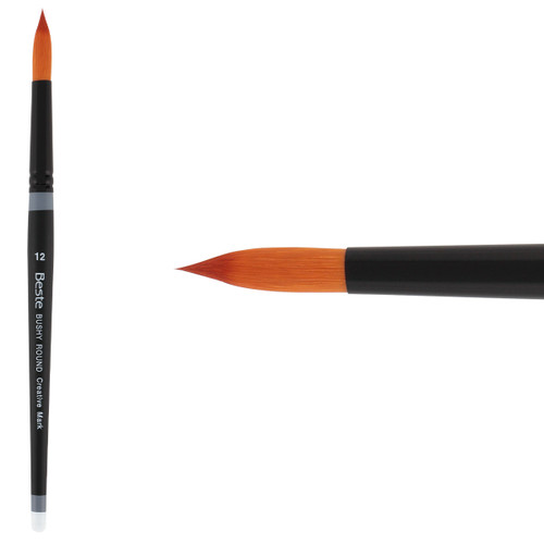 Beste Golden Taklon Short Handle Bushy Round Brush Size 12 - (72386)