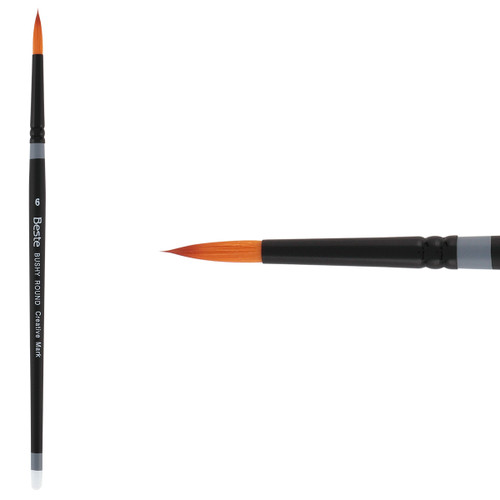 Beste Golden Taklon Short Handle Bushy Round Brush Size 6 - (72383)