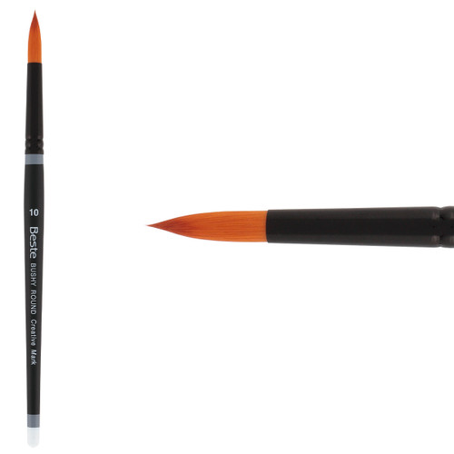 Beste Golden Taklon Short Handle Bushy Round Brush Size 10 - (72385)