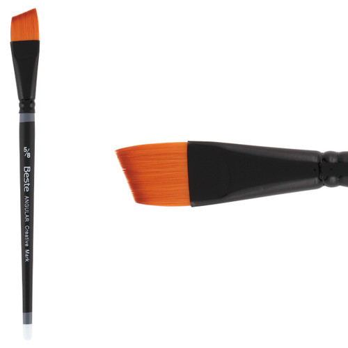 Beste Golden Taklon Short Handle Angular Brush 5/8 in. - (72377)