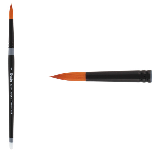 Beste Golden Taklon Short Handle Bushy Round Brush Size 8 - (72384)