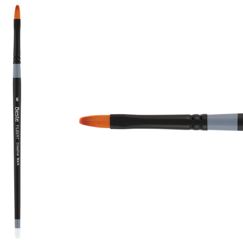 Beste Golden Taklon Short Handle Filbert Brush Size 6 - (72365)