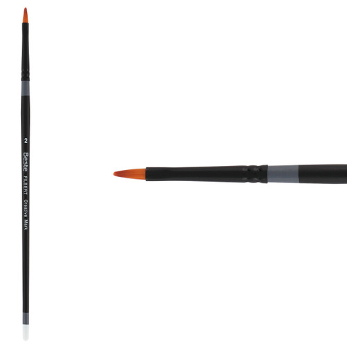 Beste Golden Taklon Short Handle Filbert Brush Size 2 - (72363)