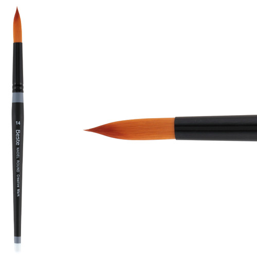 Beste Golden Taklon Short Handle Nadel Round Brush Size 14 - (72426)