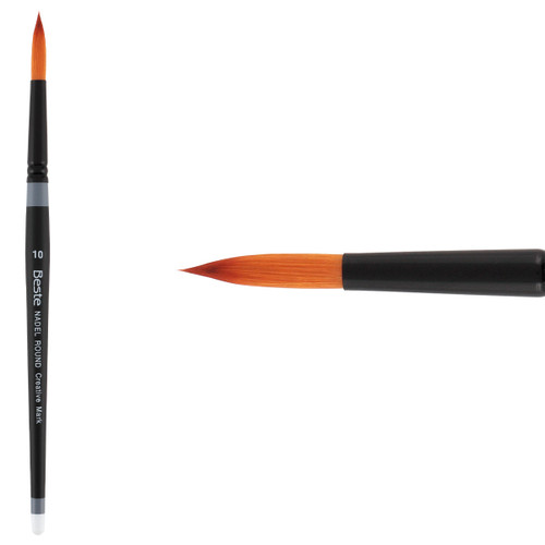 Beste Golden Taklon Short Handle Nadel Round Brush Size 10 - (72424)