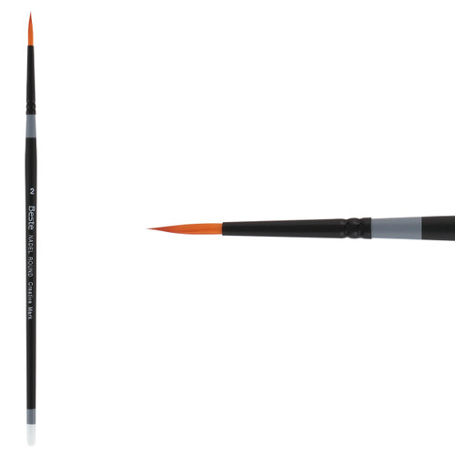 Beste Golden Taklon Short Handle Nadel Round Brush Size 2 - (72420)