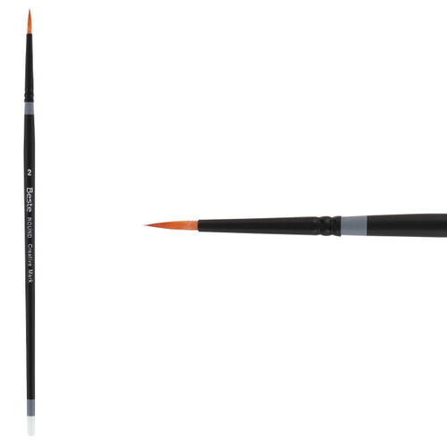 Beste Golden Taklon Short Handle Round Brush Size 2 - (72331)