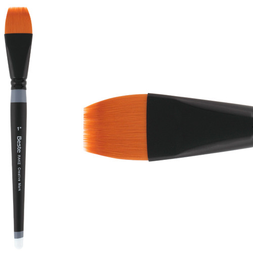 Beste Golden Taklon Short Handle Rake Brush 1 in. - (72351)