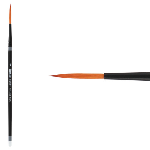 Beste Golden Taklon Short Handle Script Liner Brush Size 6 - (72450)