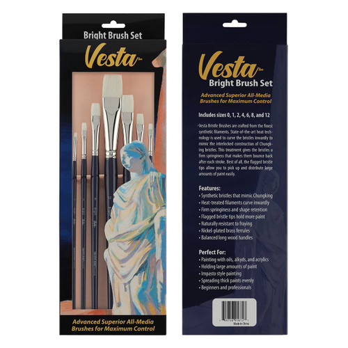 Creative Mark Vesta Synthetic Bristle Bright Brush Set of 6
