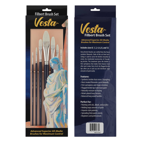 Creative Mark Vesta Synthetic Bristle Filbert Brush Set of 6