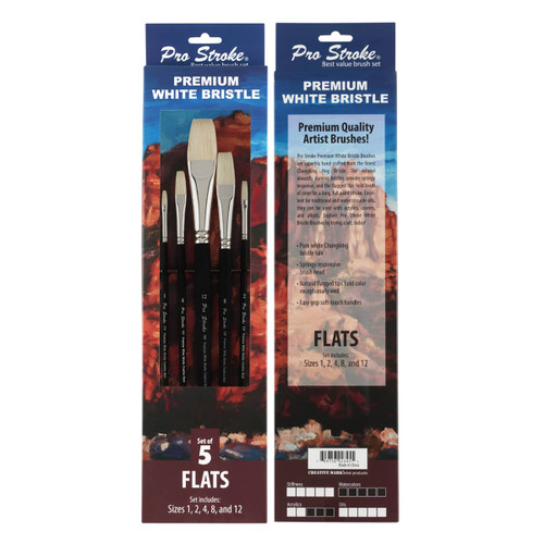 Pro Stroke Long Handle Bristle Brush Value Set of 5 Flats Pro Stroke Long Handle Bristle Brush Value Set of 5 Flats