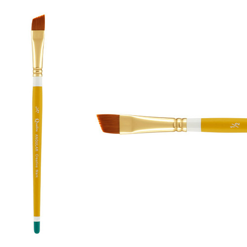 Qualita Golden Taklon Short Handle Angular Brush 1/2 in. - (72502)