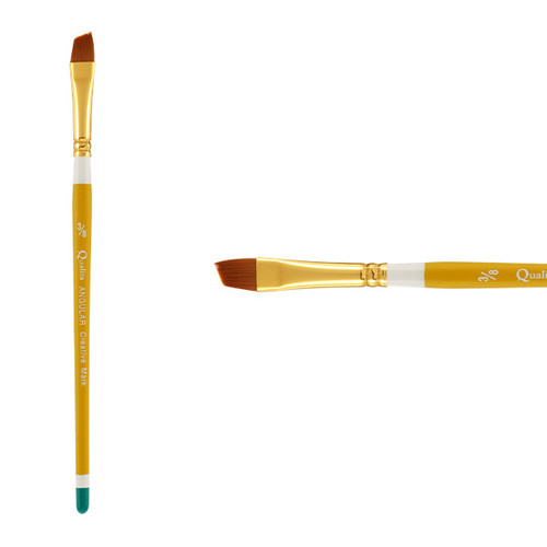 Qualita Golden Taklon Short Handle Angular Brush 3/8 in. - (72501)