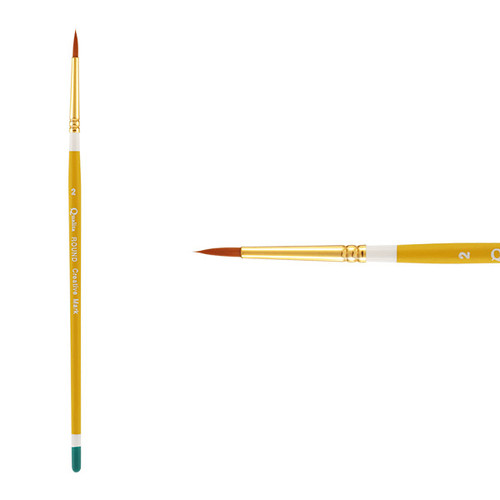Qualita Golden Taklon Short Handle Round Brush Size 2 - (72457)