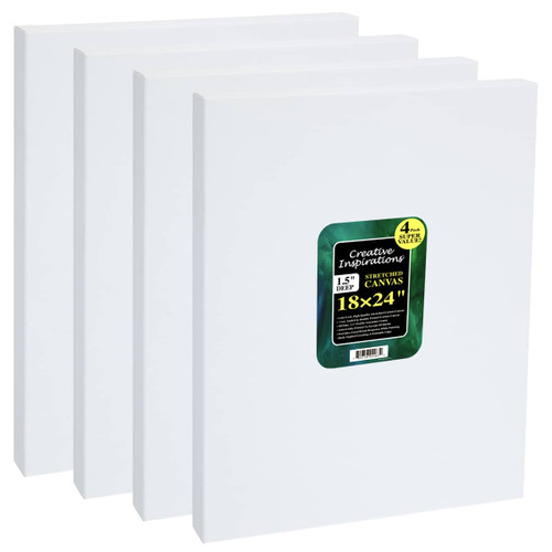 Creative Inspirations Stretched Canvas 1.5" Deep 4-Pack - 18"x24" Creative Inspirations Stretched Canvas 1.5" Deep 4-Pack - 18"x24"