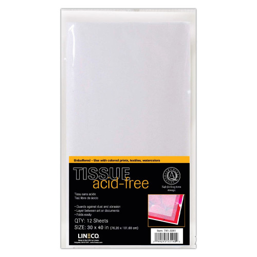 Lineco Acid-Free Unbuffered Tissue Paper 30"x40" Pack of 12 Sheets - (47270)