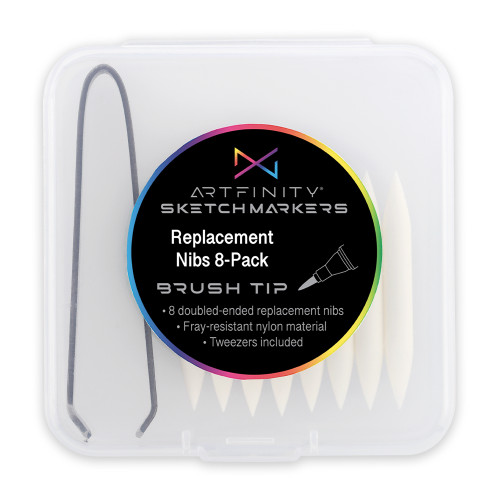 Artfinity Sketch Marker Chisel Replacment Nibs 8 Pack + Tweezers - (91867)