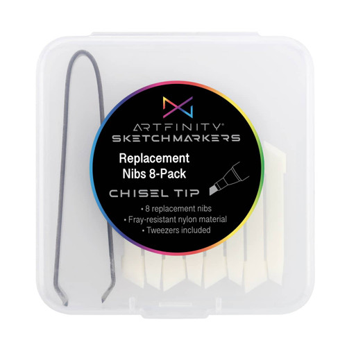 Artfinity Sketch Marker Chisel Replacment Nibs 8 Pack + Tweezers - (91867)