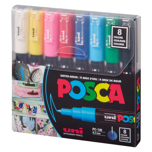 POSCA Paint Marker Extra Fine Tapered Tip Set of 8 Basic Colors POSCA Paint Marker Extra Fine Tapered Tip Set of 8 Basic Colors