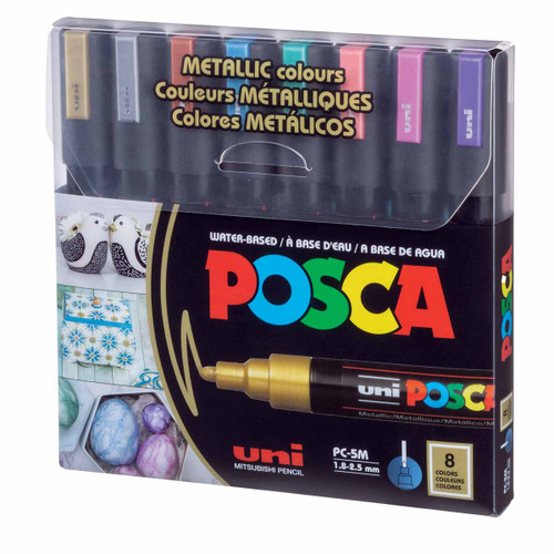 POSCA Paint Marker Medium Tip Set of 8 Metallic Colors POSCA Paint Marker Medium Tip Set of 8 Metallic Colors