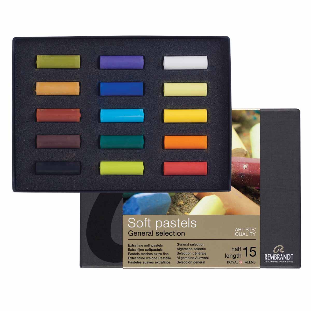 Rembrandt Soft Pastel Half Stick Set of 15 Colors in Cardboard Box
