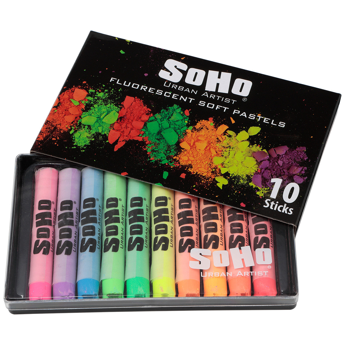 SoHo Artists Soft Pastel Set of 10 Fluorescent Colors