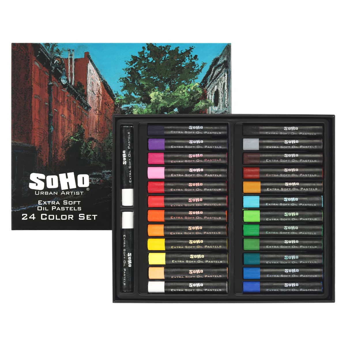 Soho X-Soft Artist Oil Pastel Set of 24 Colors + 2 Extra White