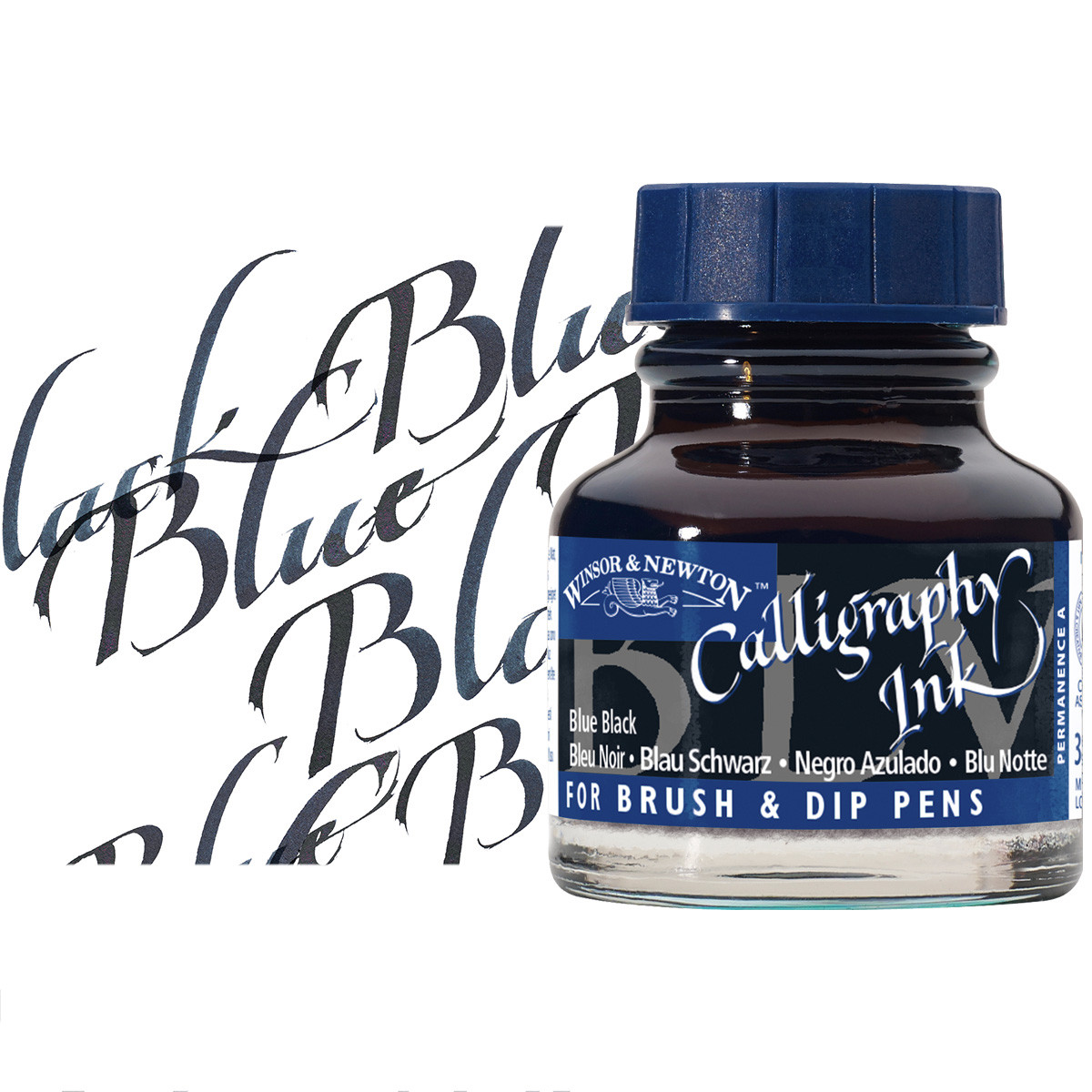Winsor & Newton Calligraphy Ink Blue Black 30ml Bottle - (200039809)