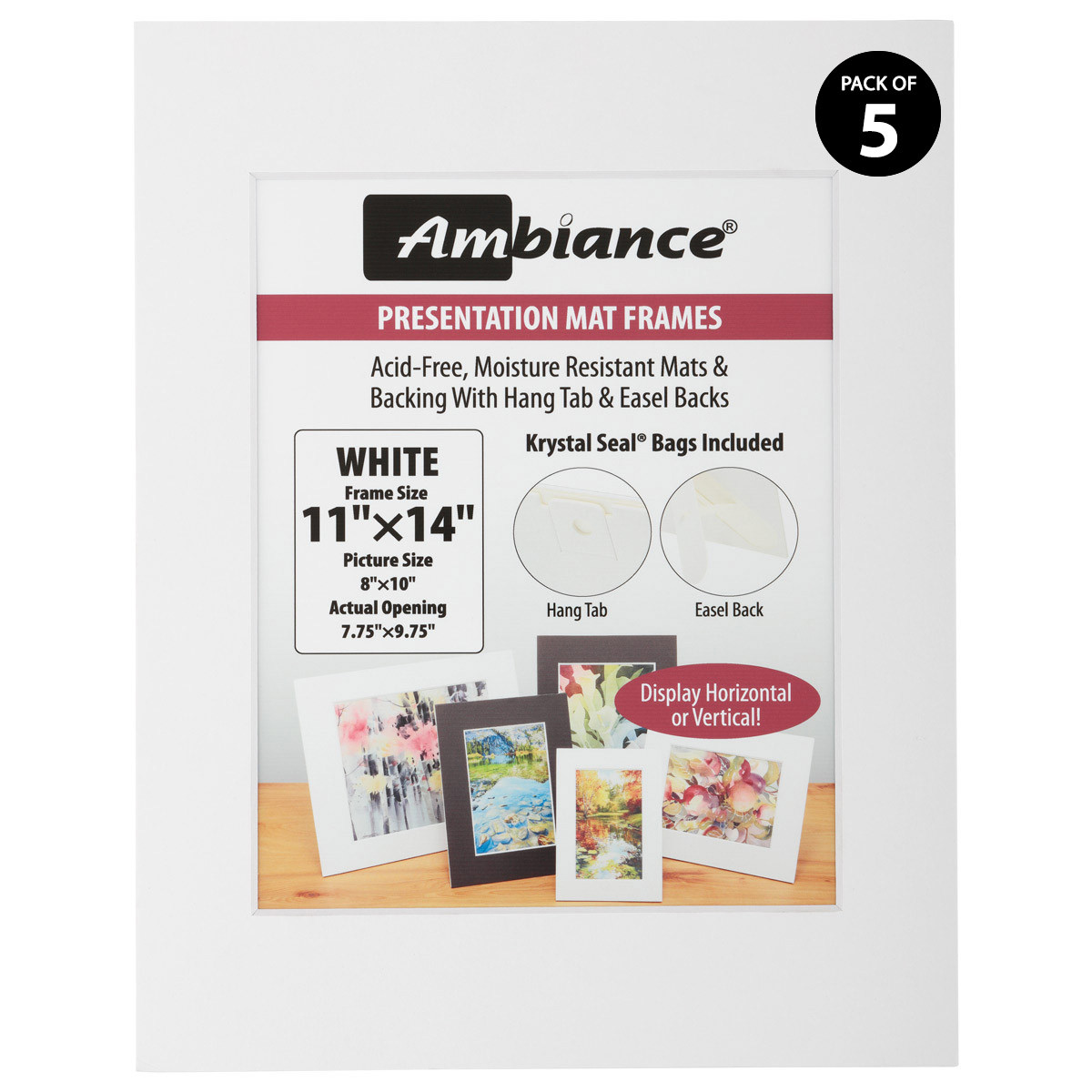 Ambiance 5 Pack White Presentaion Mat-Frame 11x14 for a 8x10 Picture - (90566)