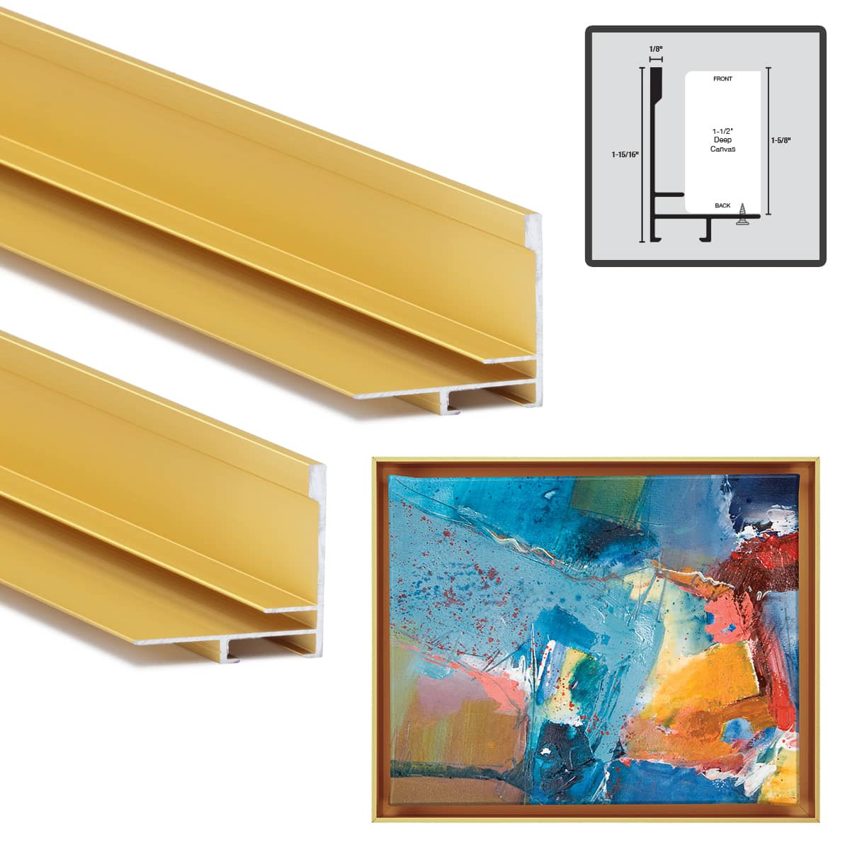Illusions Aluminum 1-5/8 in. Deep Frame Kit 11 in. Gold - (92004)