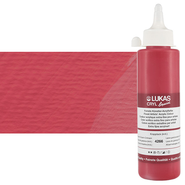 Lukas Cryl Liquid Acrylic Paint Alizarin Crimson Hue 250ml Bottle - (58805)