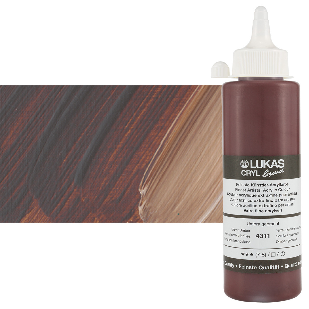 Lukas Cryl Liquid Acrylic Paint Burnt Umber 250ml Bottle - (58814)