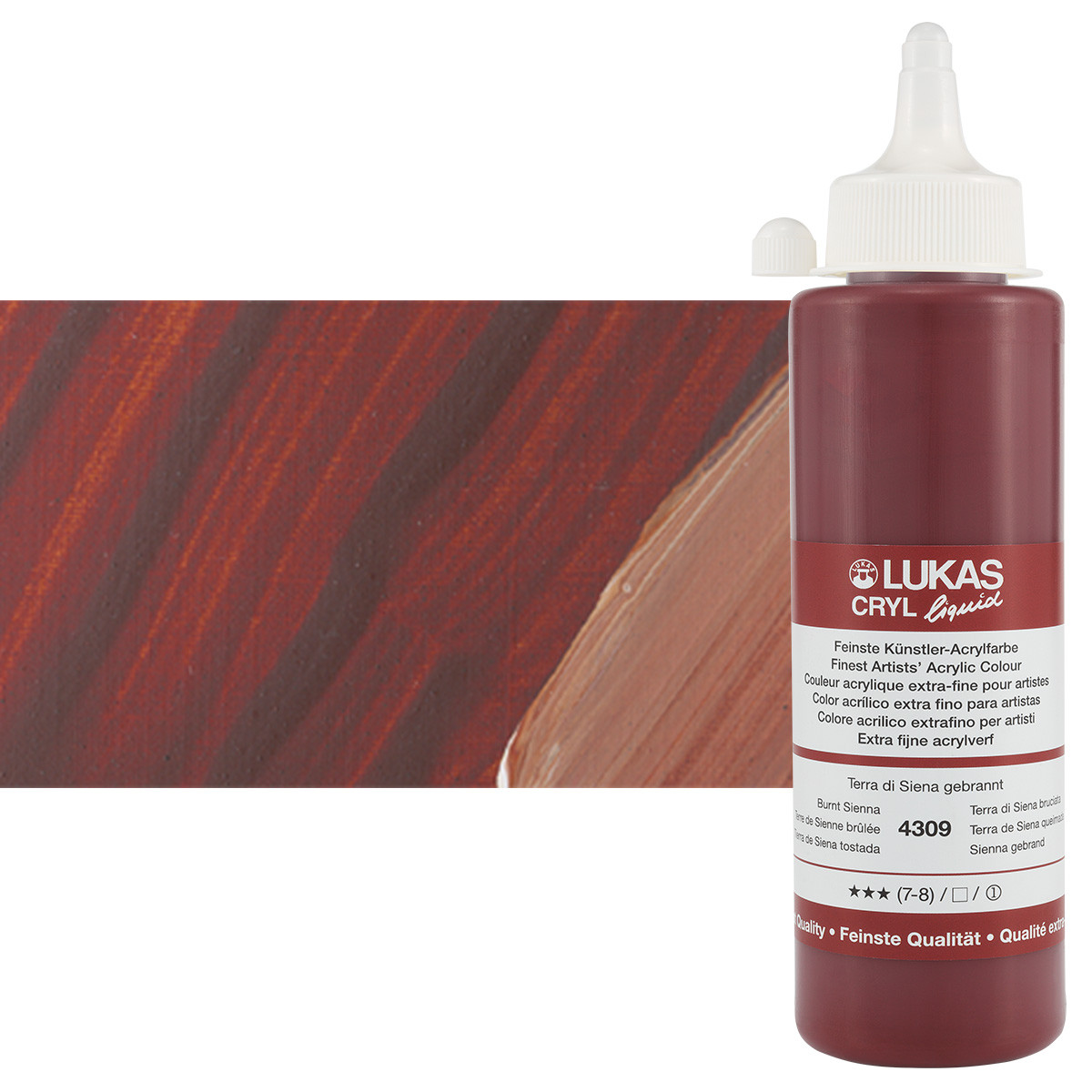 Lukas Cryl Liquid Acrylic Paint Burnt Sienna 250ml Bottle - (58812)