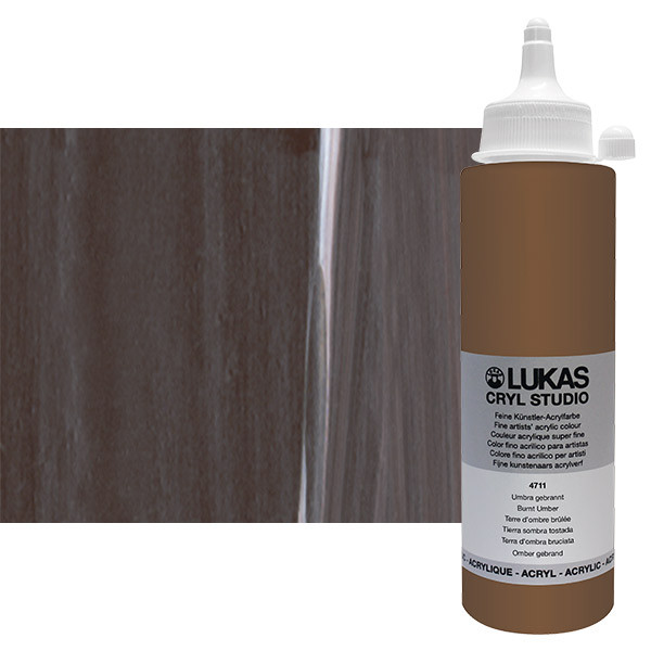 Lukas Cryl Studio Acrylic Paint 250ml Bottle Burnt Umber - (84506)