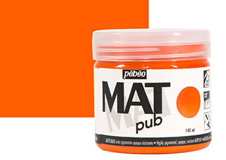 Pebeo Acrylic MAT Pub 140ml Jar Bright Orange - (200029604)
