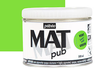 Pebeo Acrylic MAT Pub 140ml Jar Bright Green - (200029615)
