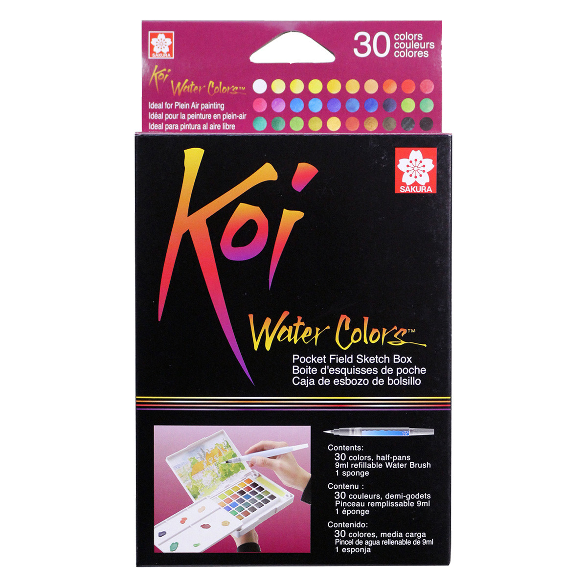 Sakura Koi Pan Watercolor Field Sketch Box 30 Set with Water Brush