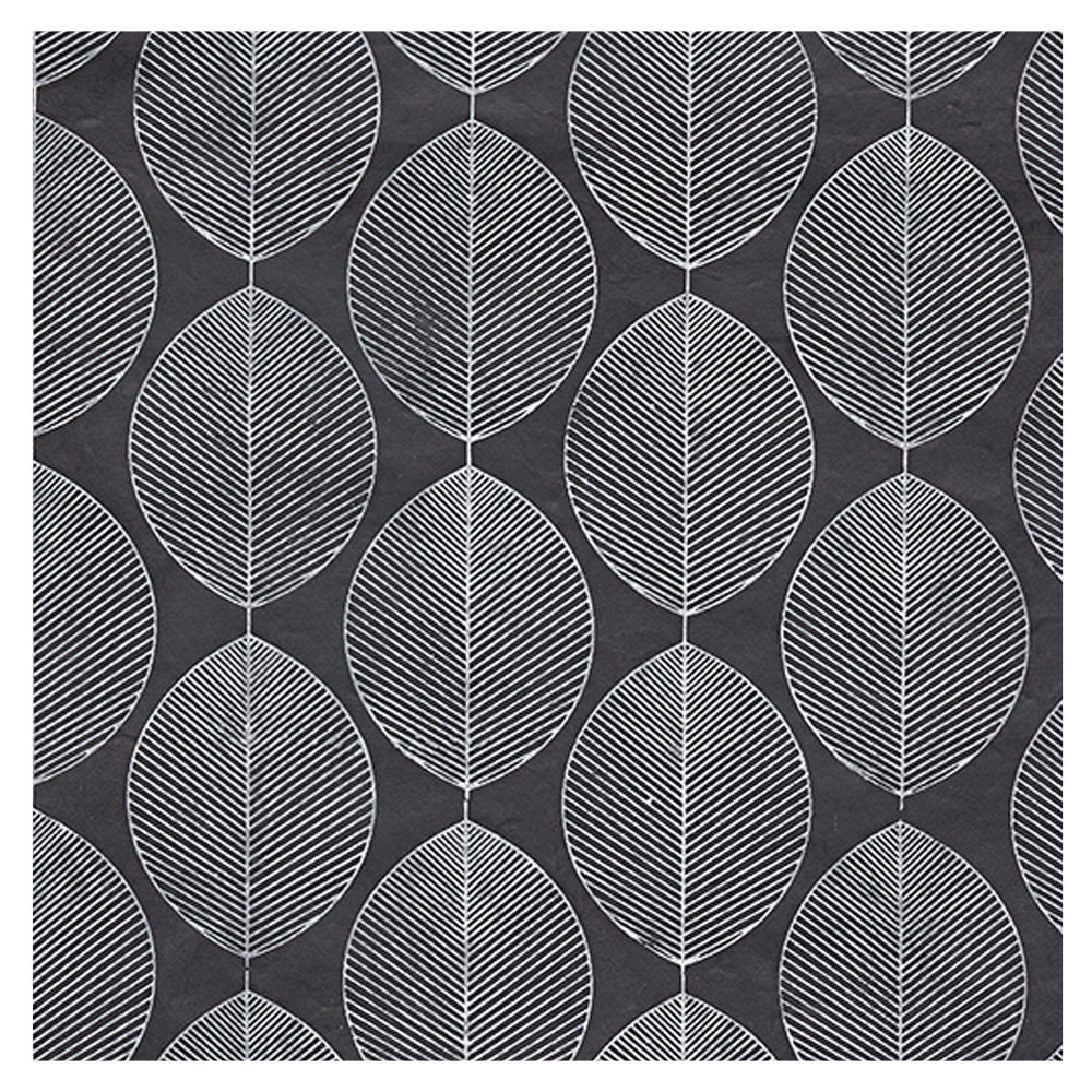 Black Ink Papers Beech Leaves White on Black 30x20in