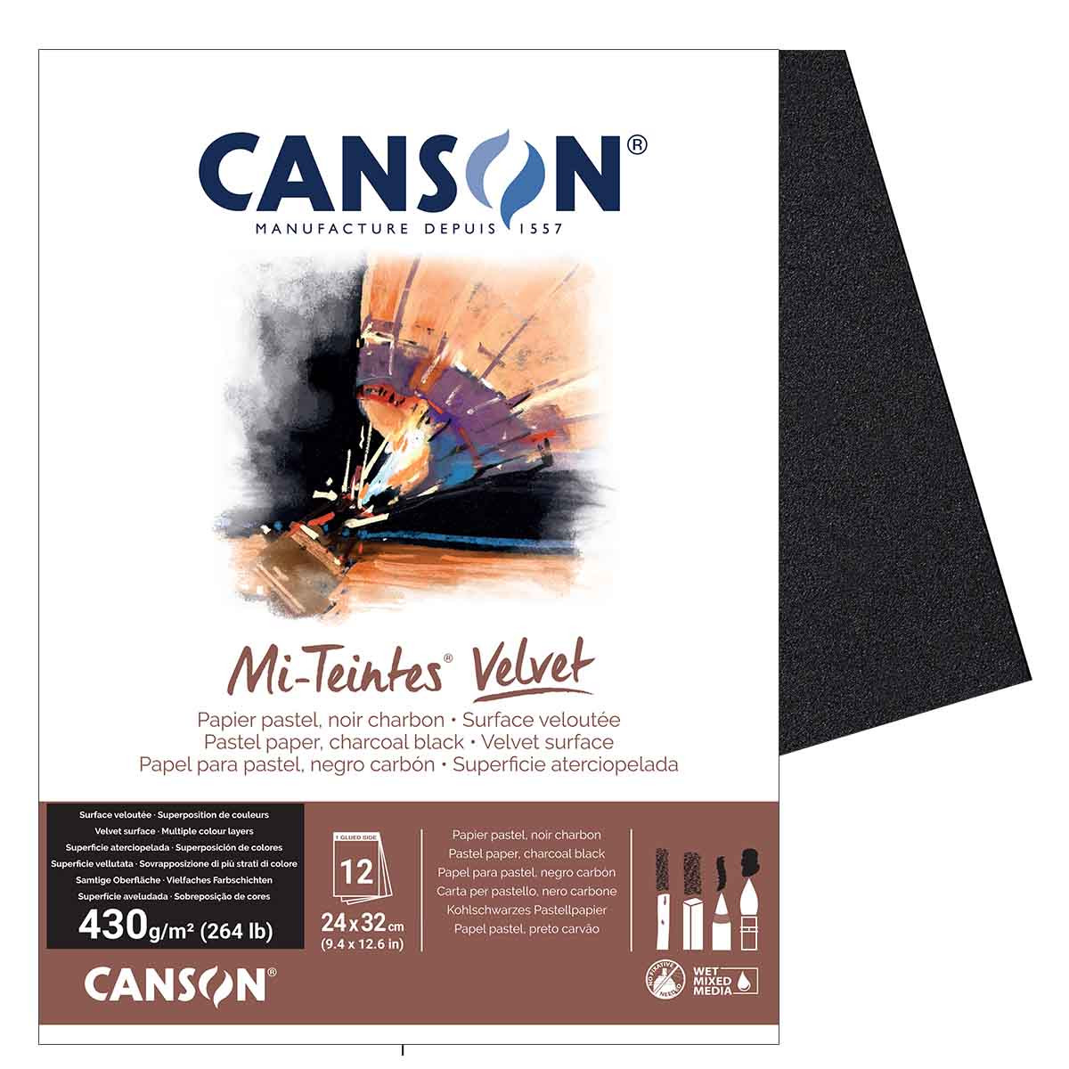 Canson Mi-Teintes Velvet Pad 9.4x12.6 Black - (200043961)