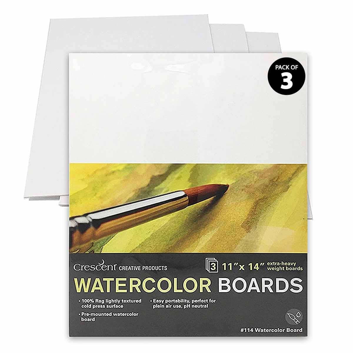 Pack of 3 Crescent #114 Watercolor Boards 11x14in